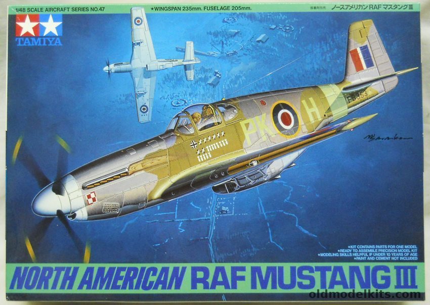 Tamiya 1/48 North American Mustang III - RAF No. 315 (Polish) Squadron / No. 112 Squadron, 61047-2500 plastic model kit